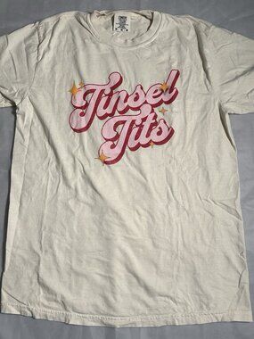 EUC Comfort Colors Medium Tinsel Tshirt Shirt White Christmas Funny